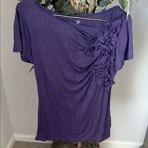 New York & Company Purple Ruffle Dressy Tee